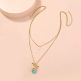 Collier double rang avec turquoise