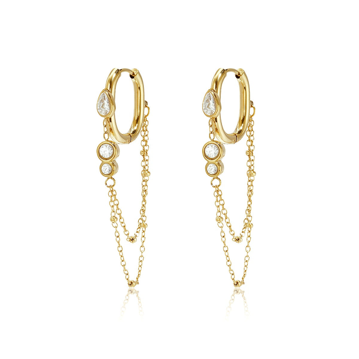 Boucles d'oreilles pendantes en acier inoxydable, chaîne, collection Simple Daily Simple, bijoux pour femmes