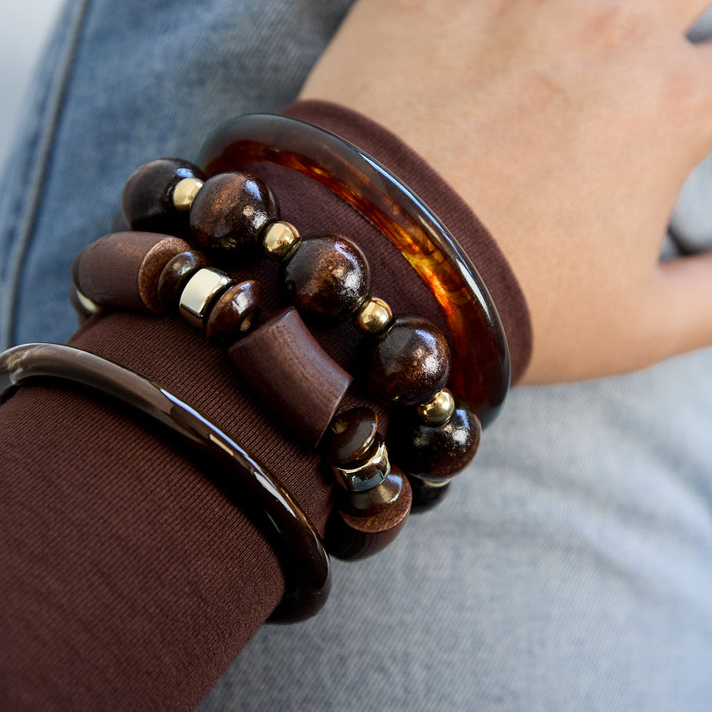 Bracelets en perles de bois, bijoux simples pour femmes, collection Daily Simple