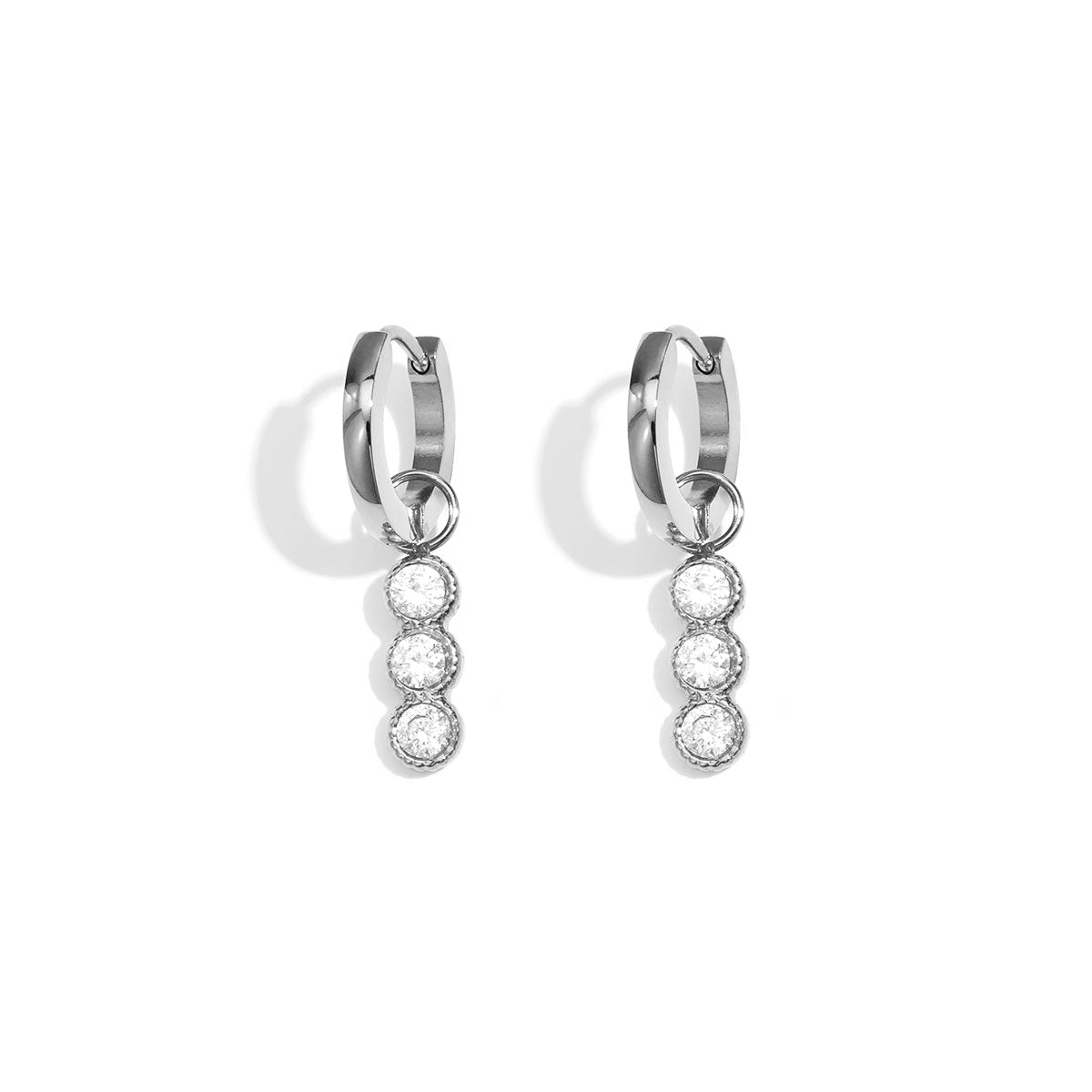 Boucles d'oreilles pendantes en acier inoxydable, style rond, collection Daily Simple, bijoux pour femmes