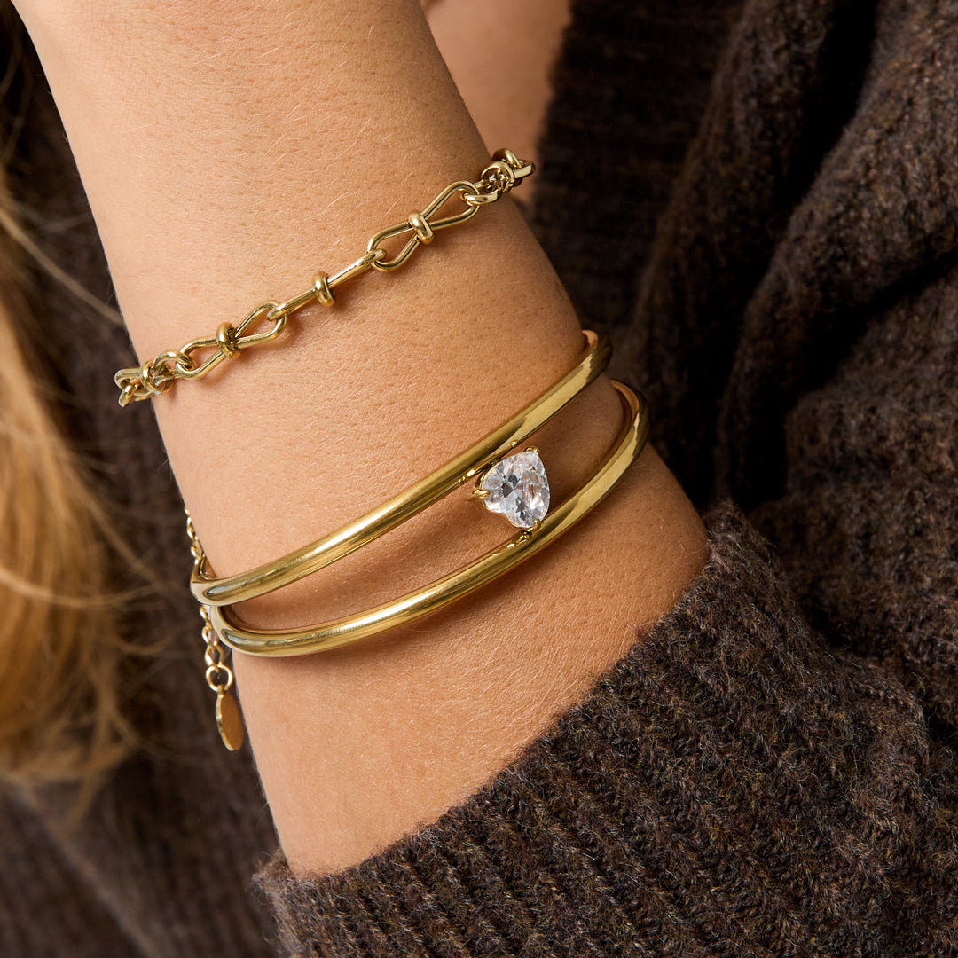 Bracelet manchette en acier inoxydable, forme irrégulière, collection Simple Daily Simple, bijoux pour femmes