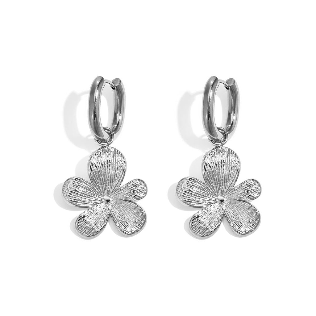 Boucles d'oreilles pendantes en acier inoxydable, motif floral, collection Daily Simple, bijoux pour femmes