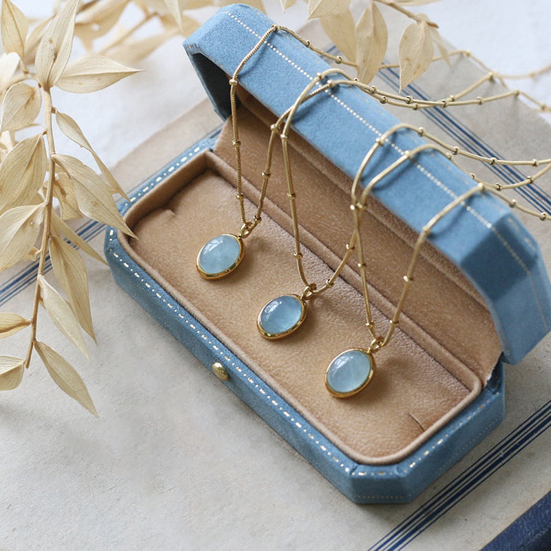 Collier aigue marine femme vintage