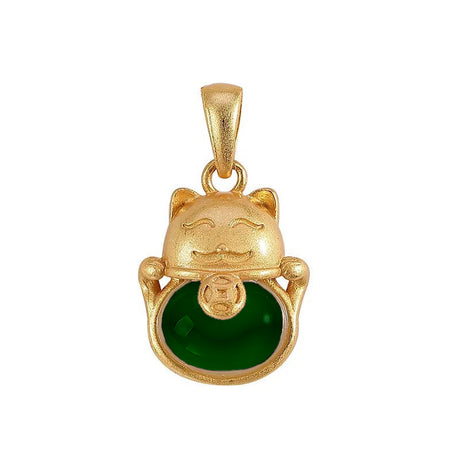 Collier chat et pierre de Jade