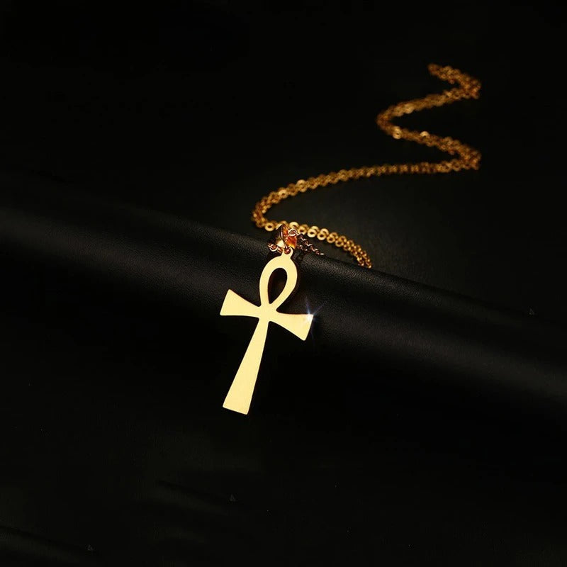 Collier croix égyptienne or