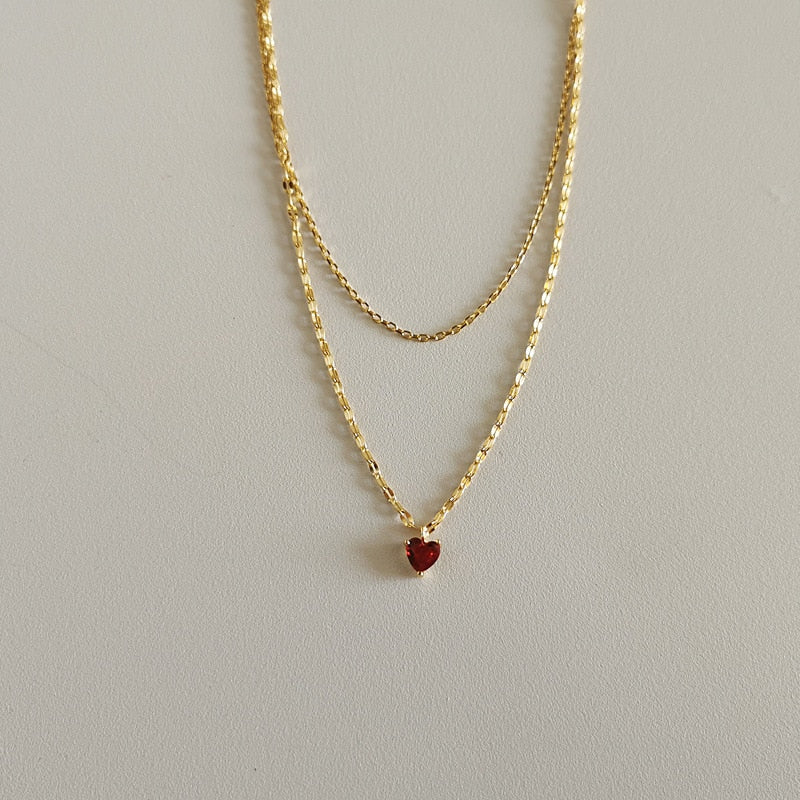 Collier cœur rouge multirang