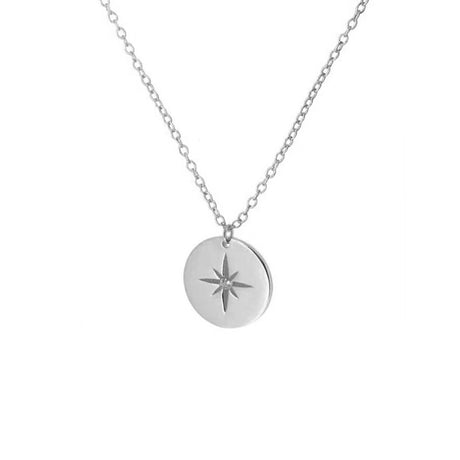 Collier boussole argent brossé