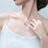 Collier cœur rouge argent