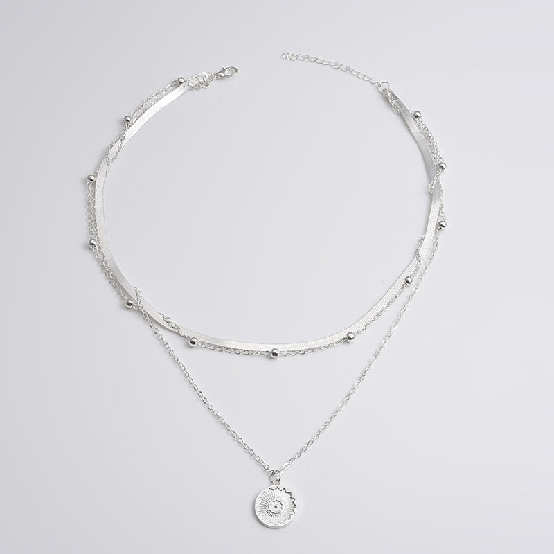 Collier multirang argent