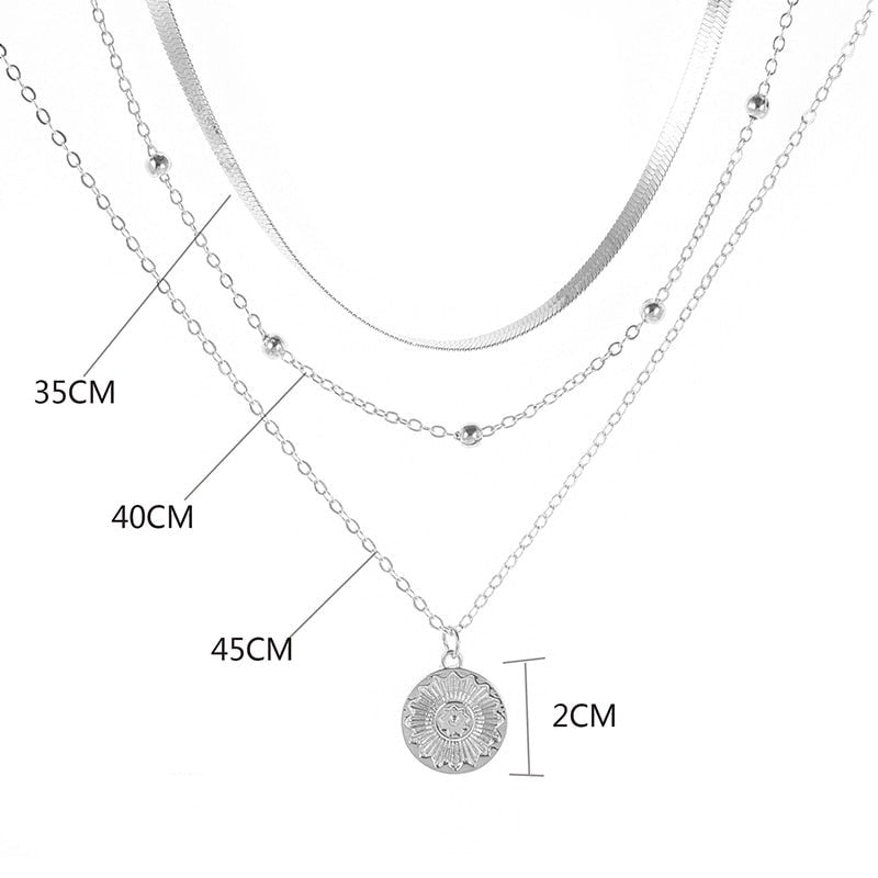 Collier multirang argent