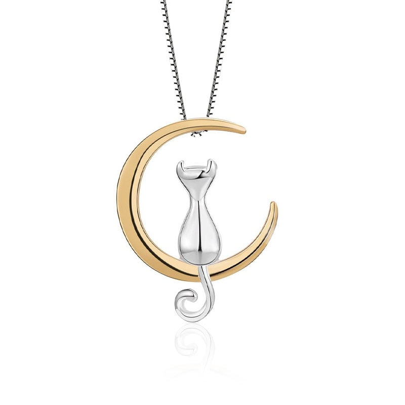 Collier pendentif chat or