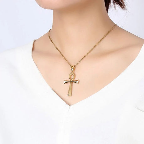 Collier croix égyptienne doré