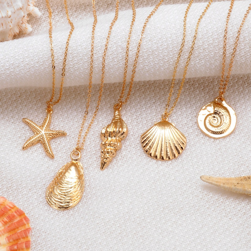 Collier coquillage en or