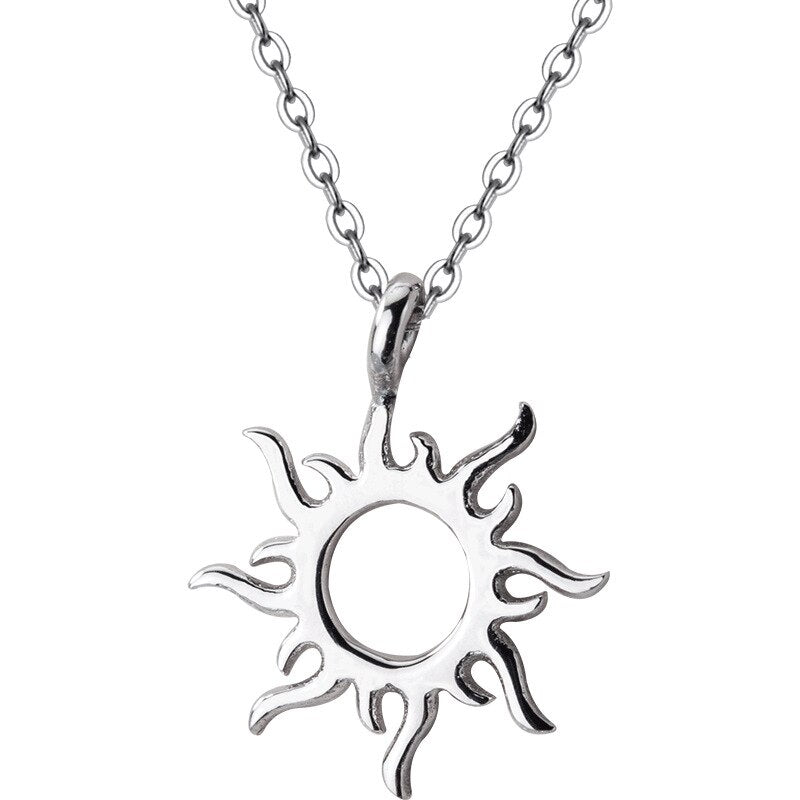 Collier pendentif soleil argent