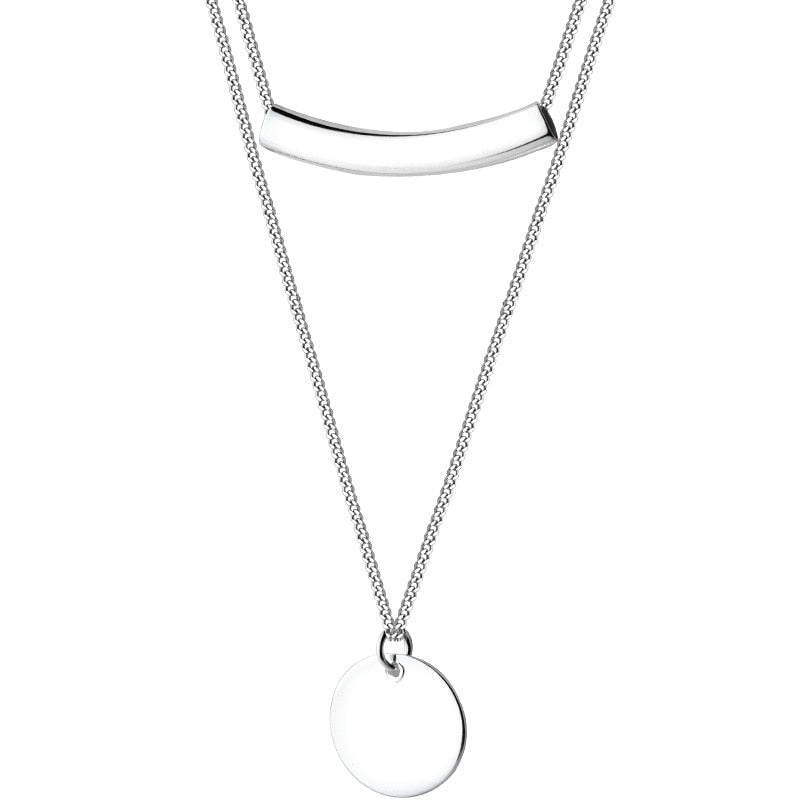 Collier pendentif rond double chaîne