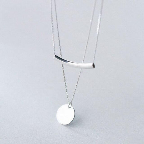 Collier pendentif rond double chaîne