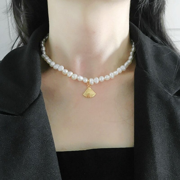 Collier coquillage perle