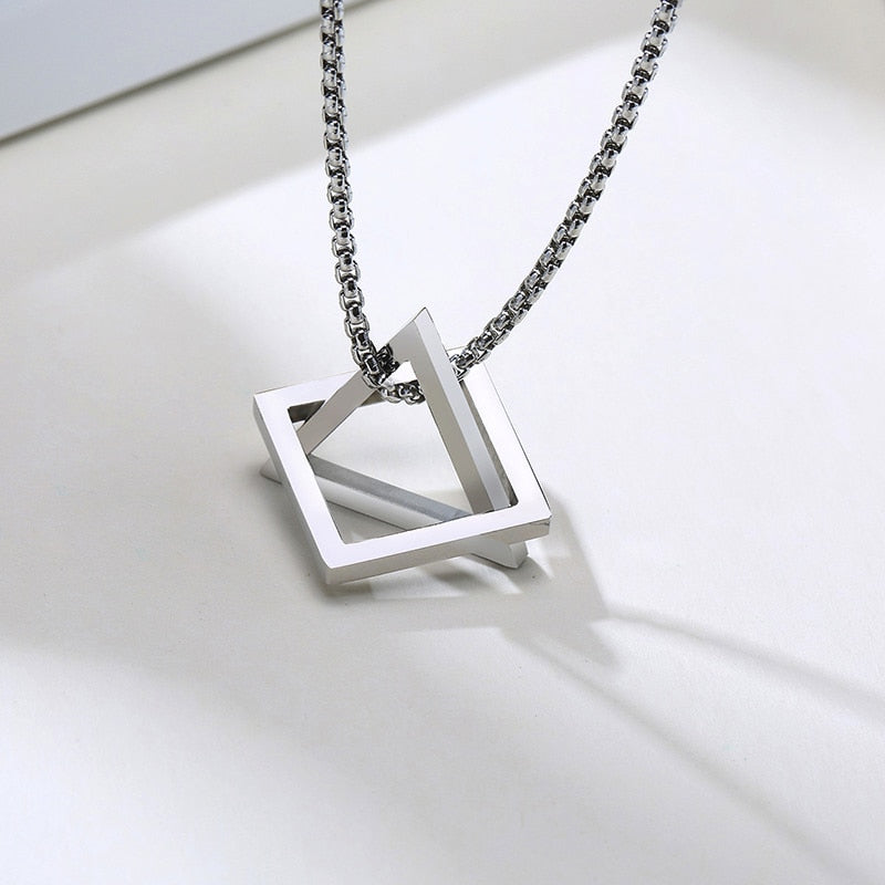 Collier Triangle Géométrique Pour Homme - Acier Inoxydable, Style Streetwear, Pendentif Tendance, Cadeau Pour Lui