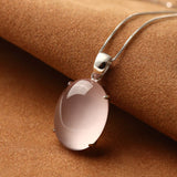 Collier quartz rose argent pierre