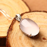 Collier quartz rose argent pierre