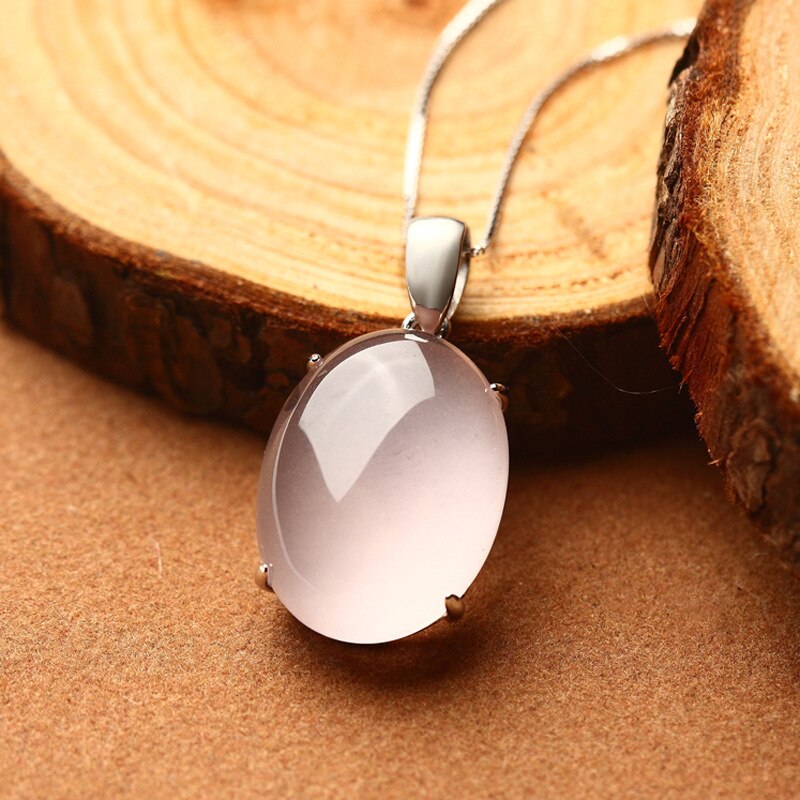 Collier quartz rose argent pierre