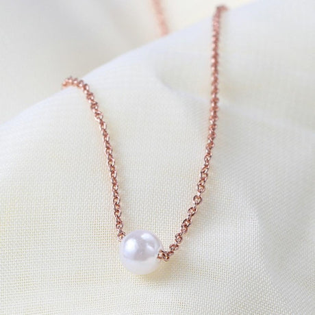 Collier perle blanche rose gold