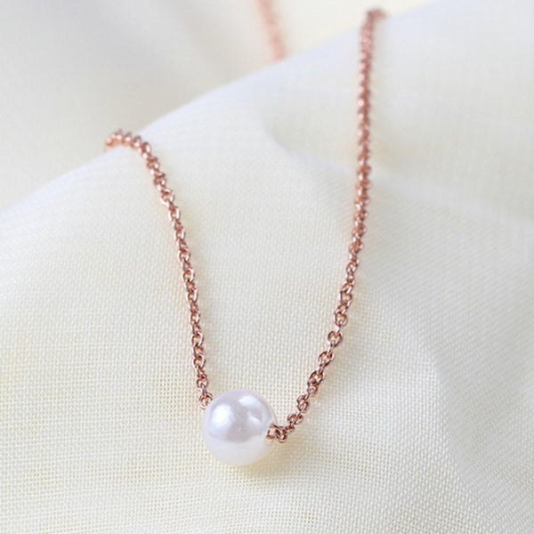 Collier perle blanche rose gold