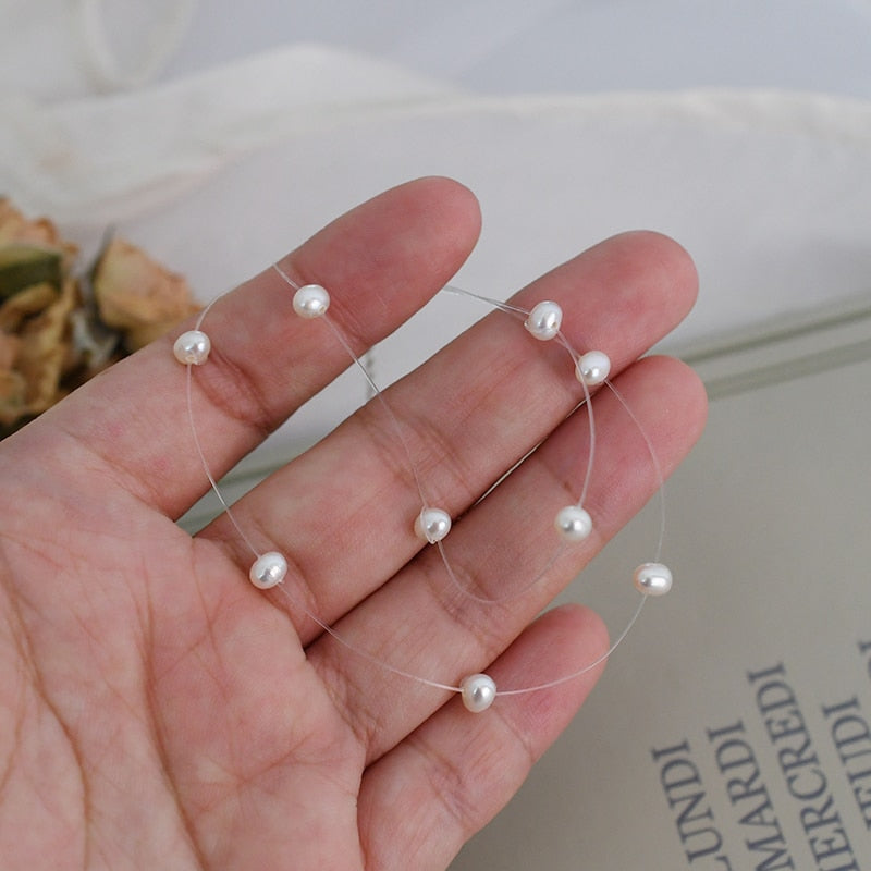 Collier Perle Fil Transparent – La Raffinée
