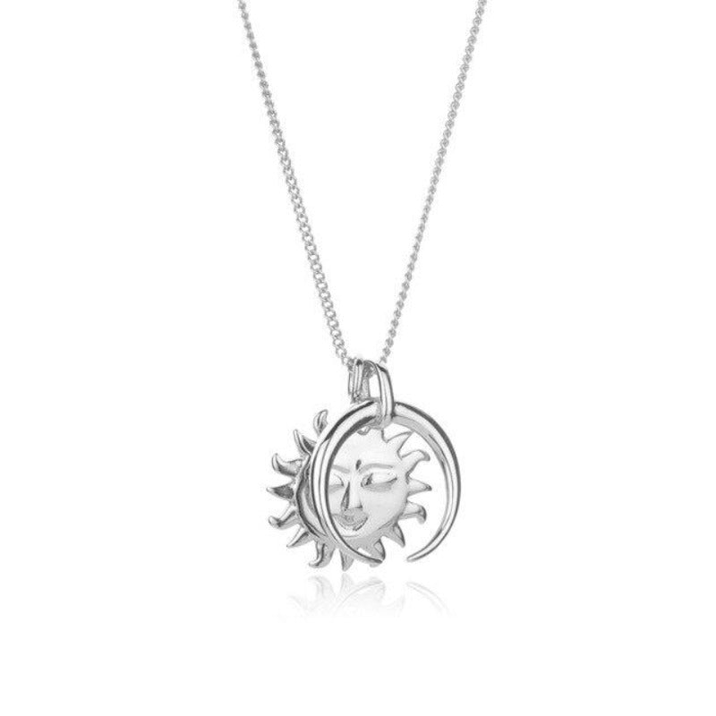 Collier pendentif soleil lune