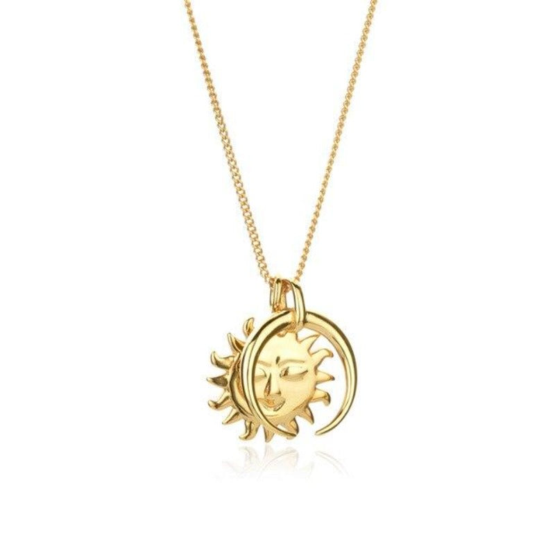 Collier pendentif soleil lune