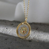 Collier soleil lune or