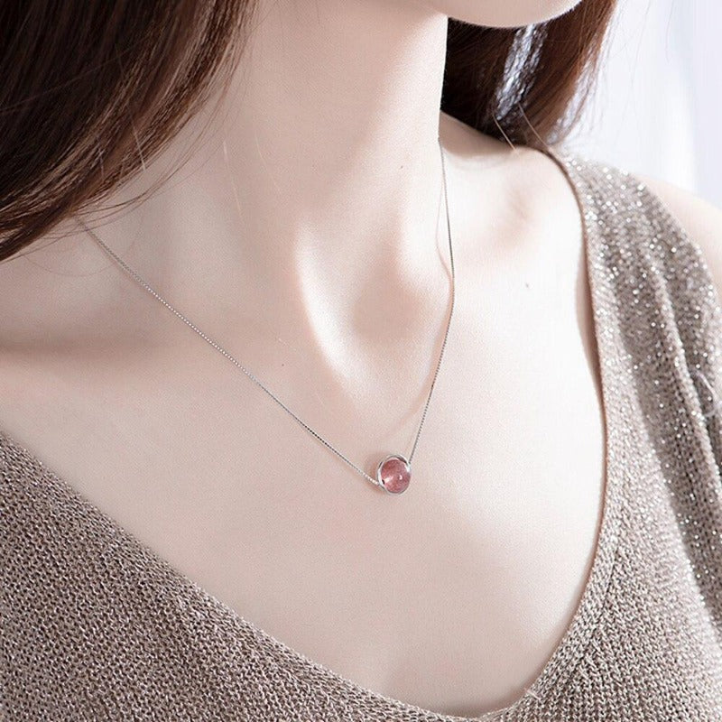 Collier quartz rose brute