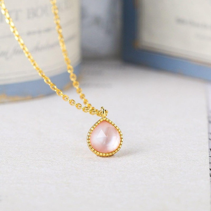 Collier Quartz Rose Or