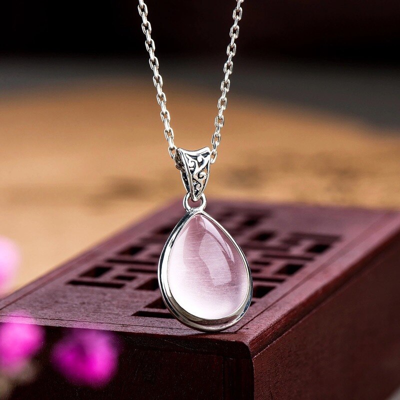 Collier pendentif quartz rose