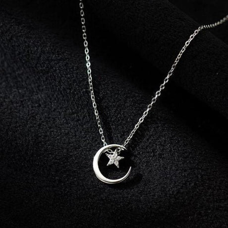 Collier étoile et lune argent