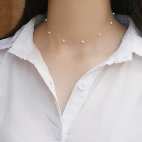 Collier Perle Fil Transparent