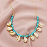 Collier coquillage bleu