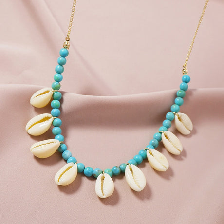 Collier coquillage bleu