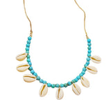 Collier coquillage bleu