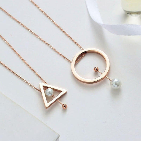 Collier triangle et rond doré